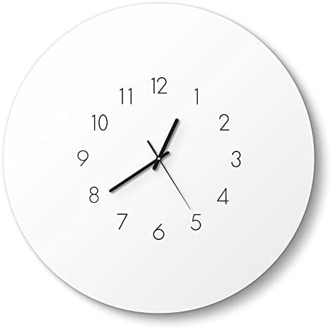 DEQORI Glasuhr | rund Ø 50 cm | Unifarben - Weiß | große XXL Design Uhr aus Glas | leise Wanduhr für Wohnzimmer & Küche | Moderne Hingucker Uhr für die Wand