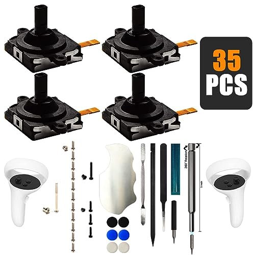 iParto 4 Pack Joystick Replacement for Oculus Quest 2 Controller Thumb Stick Replacement for Meta Quest 2 Left/Right Joystick Analog with Screws,Thumbstick Caps,Tools