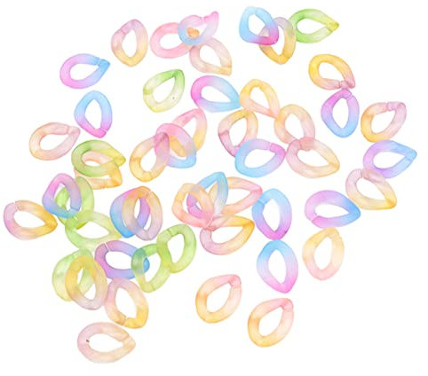 50 Stück Kettenglieder, Einfach zu Montieren und zu Demontieren, Kettenglieder, Buntes Acrylmaterial, DIY Schmuck, Dekoration, Spiel, Kleidung, Handtasche, Offenes Kettenglied (Transparent zweifarbig)