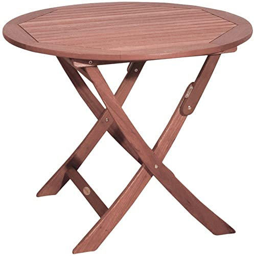 VARILANDO Gartenmöbel-Serie, Gartentische, Gartenbänke // Gartenstühle // Eukalyptus-Holz aus 100% zertifiziertem Anbau, geölt (runder Tisch Ø 90 cm)