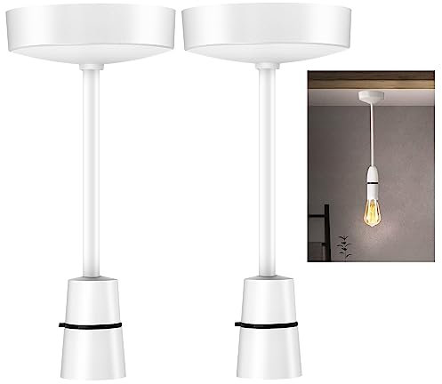 LytLStrox 2 Pack BC B22 White Ceiling Lamp Holder Pendant Light Fixtures Light Fitting 7.5 inch (2)