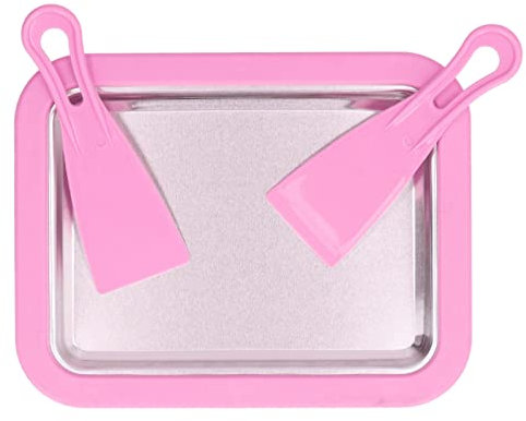 KOSDFOGE Ice Cream Maker Machine, Pan/Roll Frozen Yogurt, Sorbet Kids Rolled Ice Cream Maker Machine, with 2Shovels Parent Child Interactive DIY Gift(Pink)