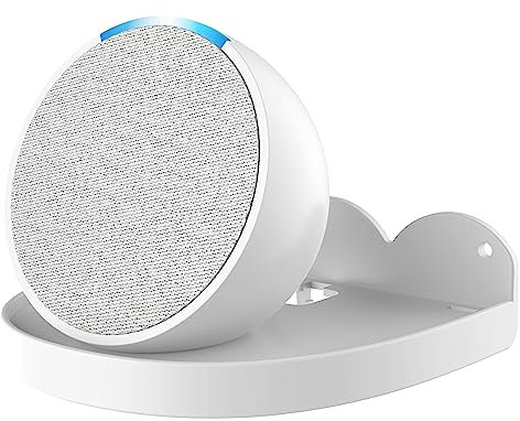 Amazon Echo Pop Stand Mount with Integrated Cable Management, No Screws Required, Speaker Accessories Rack (Pop, White, JT01), 1 piece