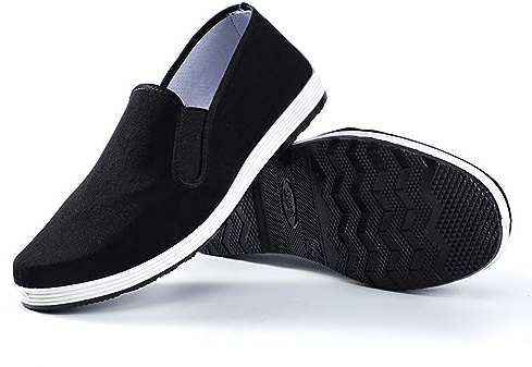 Chinese Kung Fu Shoes, Tai Chi Shoes for Men, Traditional Old Beijing Slippers, Unisex Martial Art Chinese Slippers Rubbe Anti-Slip Black (US 7.5/EU40)