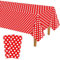 PLULON 2 Stück rot-weiß Gepunktete Tischdecke aus Kunststoff, 137 x 274 cm, rechteckige rote Tischdecke für Hochzeit, Geburtstag, Babyparty, Party, Picknick, Zuhause, Esstischdekoration