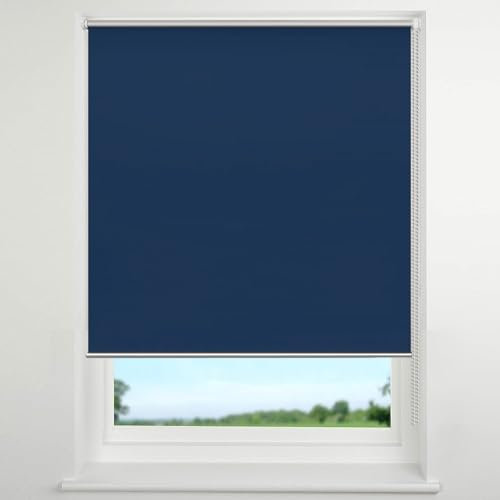 Doppelrollo Klemmfix Ohne Bohren 120 x 180 cm Sonnenschutz Blickdicht Seitenzugrollo Verdunkelungs-Rollo inkl Montagematerial für Fenster und Türen, Dunkelblau