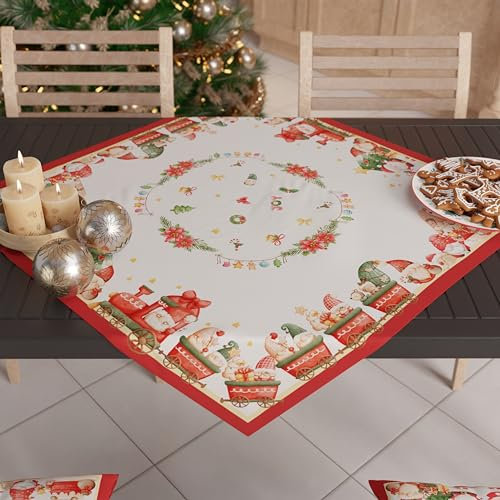 PETTI Artigiani Italiani - Centrotavola Natalizio, Centrotavola da Tavolo Cucina Natalizio, Runner Centrotavola 90x90 cm, Centrotavola Gnomo, 100% Made in Itay