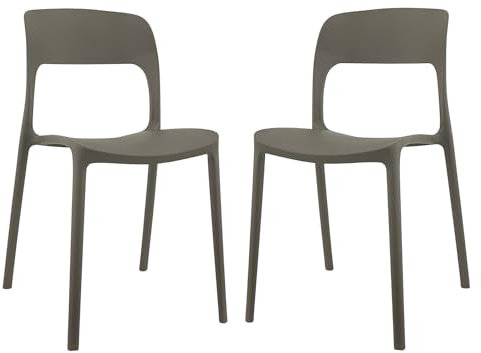 Marvin Sedia In Polipropilene Marte Ergonomica Arredo di Design Esterno e Interno da Giardino Impilabile Sedie Moderne Resistenti per Cucina Terrazzo Locali Commerciali (Tortora, 2)
