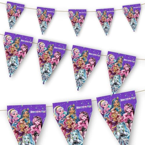 BeenSmile, BANDERIN Monster High Wimpel für Kinder, Dekoration Kindergeburtstag, Partyartikel, Feier und Jubiläum, 1 Stück, 3M