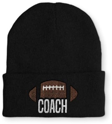 Spruchmütze Strickmütze Football Coach Wintermütze lustige Beanie mit Stick, Farbe: Black