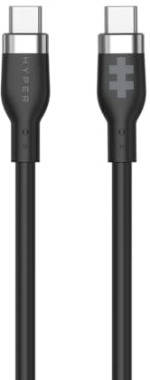 HyperJuice 240W Silicone USB C to USB C Cable (3ft/1m) for All Devices. Durable 240W USB-C Charge Cable. Portable, Tangle-Free Design, Over-Temperature Protection. Charges Any USBC to USBC Device