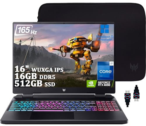 acer Predator Helios Neo 16 Gaming Laptop I 16 pulgadas WUXGA IPS 165Hz I Intel 16-Core i7-13700HX I 16GB DDR5 512GB SSD I GeForce RTX 4050 6GB I RGB retroiluminado Thunderbolt4 AX1650 Win11 Pro +