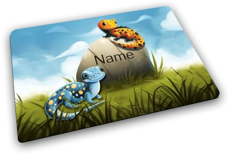 Maus-Design Textil Tischset personalisiert mit Name, Salamander | Gummirückseite, Platzdeckchen