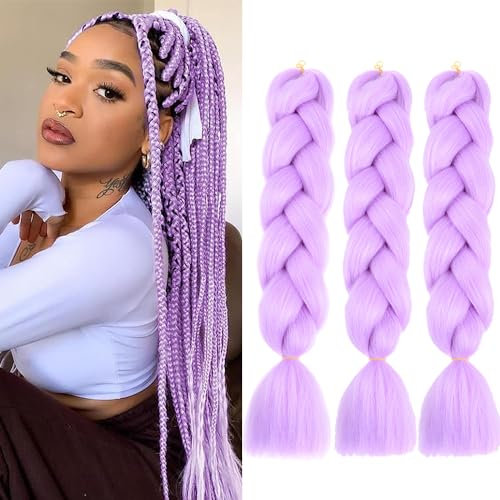 Set di 3 extension per capelli Kanekalon Jumbo Braid Extension 24, capelli sintetici Ombre Braiding Hair da intrecciare per capelli Crochet Twist A36, viola