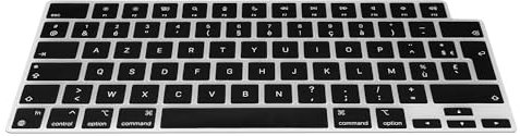 kwmobile Protezione per Tastiera AZERTY (Francia, Belgio) in Silicone Compatibile con Apple MacBook Air 15 M3 2024 A3114 - Nero