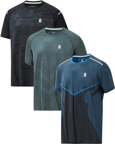 Dri-Fit Men’s Workout Shirts – Moisture-Wicking, Athletic Workout Shirts for Men, Running & Sports – Dry Fit T-Shirts, 3-pack Combo 4, S