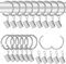 42 Stück Gardinenringe mit Clips, 32mm Metall Vorhangringe mit Clips, Gardinenringe mit Haken, Duschvorhang Ringe mit Clips, Hängend Vorhang Ringe für Fenster Duschvorhänge Gardinen Clips, Silber