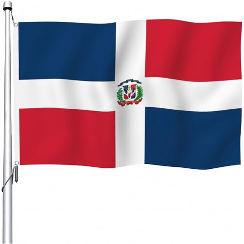 Aoihrraan Dominikanische Flagge 150x250cm Doppelseitige Dominikanische Republik Flaggen Banner Für Feiern Im Freien Haus Garten Veranda Party Dekor Fahnen Mit 2 Stabilen Ösen Präzision Maschine Genäht