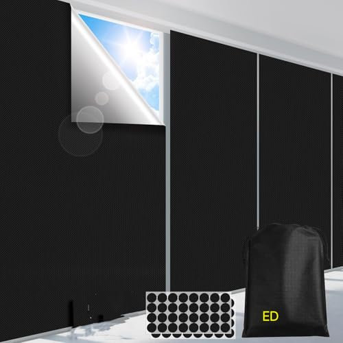 100% Blackout Curtains for Bedroom with Black Liner, 300X145cm Portable DIY Window Blinds, No Drill Window Shades & Blackout Blinds for Baby Nursery, Travel, Dorm Room