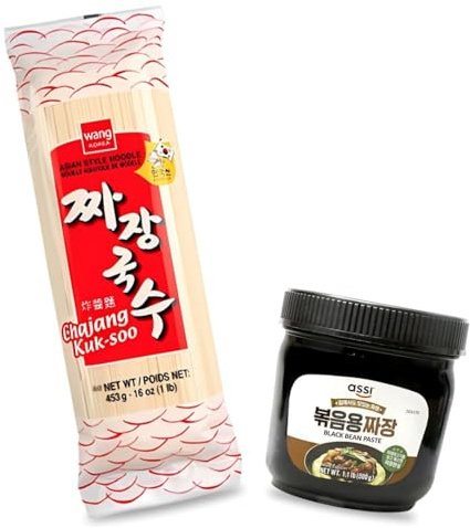 Korean Market | Pack de Pasta + Salsa Jjajangmyeon | Pasta Wang 453g + Salsa Assi 500g | Auténtico Sabor Coreano