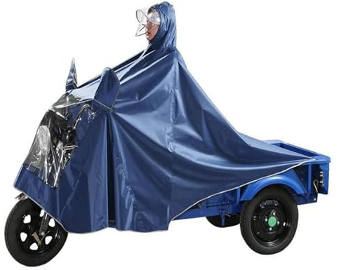 Elektrofahrrad Regenmantel Regenponcho for Fahrräder, Poncho, übergroßer Motorrad-Dreirad-Regenponcho, verdickender Regenmantel, Einzel-/Doppel-Elektrofahrrad-Dreirad-Poncho(Navy Blue,Single 4Xl)