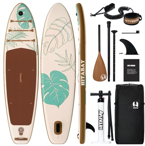 SUP Board Set, Stand Up Paddling Board Aufblasbar, 320cm 335cm stabil für Erwachsene bis 150 kg mit kompletten Zubehör Surfbrett für Anfänger (Blatt)