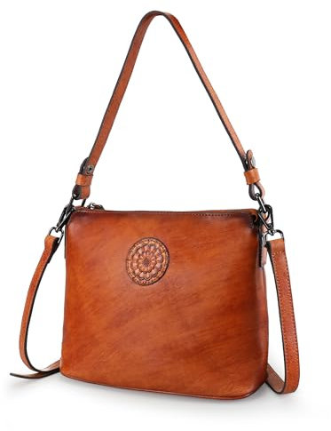 LETEULO Women Purse Handbag Leather Tote Bag Vintage Shoulder Bag, Brown