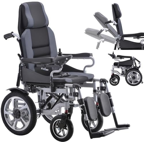 Broobey Liegender Faltbare Elektrorollstühle für Erwachsene, elektrisch rollstuhl 500W Motoren - 30km Reichweite, elektrische rollstühle mit Kopfstütze Stütze 150 kg