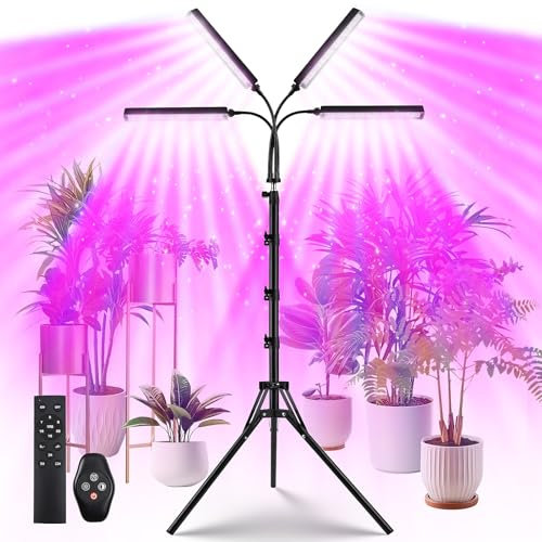 Weinsamkeit Lampada per Piante a Spettro Completo (128 LED) – Grow Light con Supporto e Timer, 7 Modalità di Colore & 10 Livelli di Luminosità, Ideale per Piante da Interno