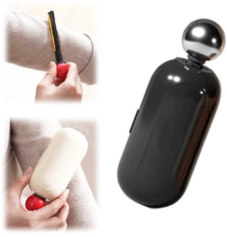 Sticky lint Roller,2 In1 Washable Lint Remover,Reusable Mini Lint Roller Pet Hair Remover,Portable Lint Roller with Hidden Hair Removal Brush (Black)