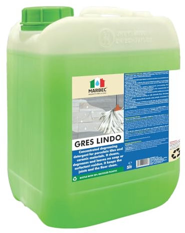 MARBEC GRES LINDO 5LT Detergente per pavimenti in gres porcellanato pulisce sgrassa senza residui. Mantiene pavimenti e fughe pulite. Ideale per Uso Quotidiano.
