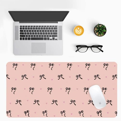 BUZCOZY Black Bow Large Mouse Pad,Extended Gaming Full Desk Mouse Pad for Wireless Mouse Keyboard Mat with Stitched Edges 31.5 x 15.75 in