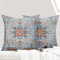 ECZOIL 2er Set Boho Kissenbezüge 50x50 cm,Böhmische Blumen Dekorative Kissenhülle Flachs 20x20 Inch Doppelseitiger Druck Dekorative Kissenbezug für Wohnzimmer Sofa Schlafzimmer-Blau Orange