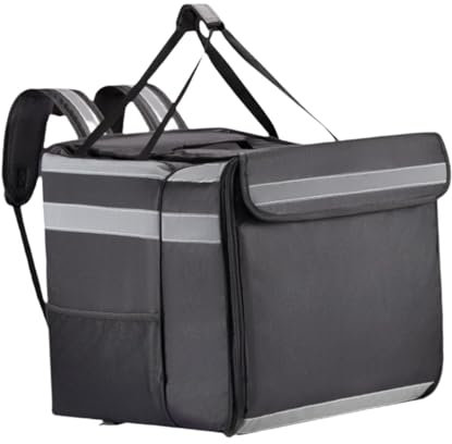 DimyFew Pizza Lieferung Rucksack Isoliert Dicke Lieferbeutel Heiß/kaltes Essen 2 Schicht Erweiterbarer Pizza Rucksack mit Reflektierender Streifen