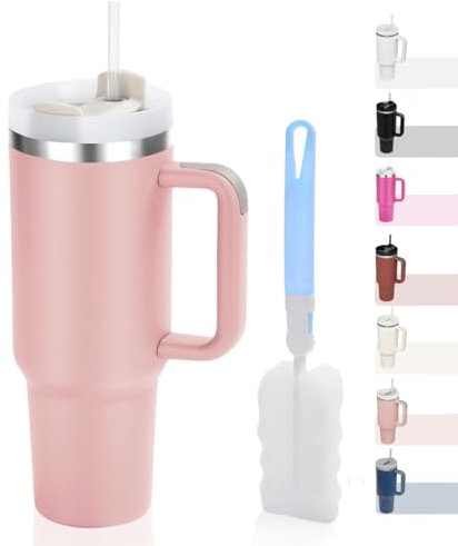IFJA 40oz Tumbler with Straw and Handle – Premium Insulated Stainless Steel Travel Mug (1.2L) – Leakproof, BPA-Free, Dishwasher Safe – Keeps Drinks Hot 8H / Cold 12H – Bonus Cleaning Brush