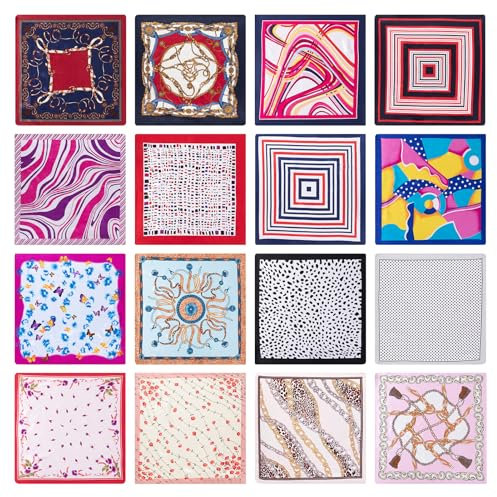 HBselect 16 Kopftuch Halstuch Bandana Satin Schals für Damen mit original Paisley und Cashew Muster für Haar 50×50cm 2