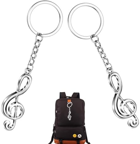 LiJuanWang 2 Stücke Musiknoten Schlüsselanhänger,Musik Note/Notenschlüssel Schlüsselanhänger,Metall Musical Zeichen Keychain,Musik Thema Party Schlüsselring,Geschenk Geschenkidee