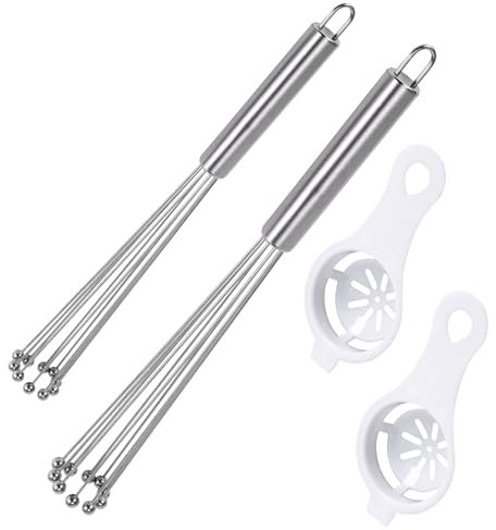 2 Stück 304 Edelstahl Kugelbesen Schneebesen-Set und Eigelb Trennzeichen, Schneebesen Edelstahl -Kugeln, Draht Ei Schneebesen Set für Kochen, Mischen, Schlagen, Rühren