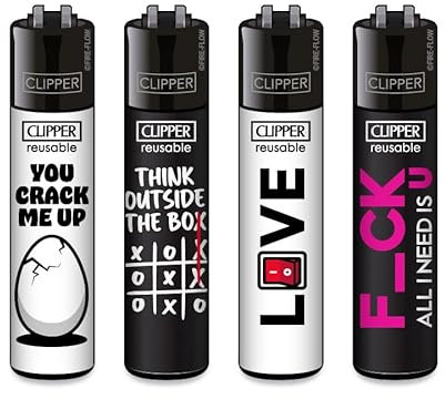 Clipper Feuerzeuge Statements 12 (4er Set), Neue Motive 2025