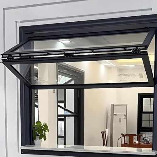 Finestra pieghevole per concessioni con vetro e serratura - Finestra con telaio in alluminio a doppia anta per food truck, stand di vendita, uso in cucina aziendale,23.6x31.5in/60x70cm