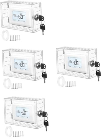 Operitacx 4 Stück Thermostat Schutzbox Transparent mit Schlüssel Universelle Thermostat Abdeckung für Heizkörper mit Schloss für Raumtemperaturregler