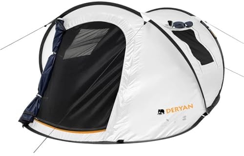 Deryan Tente de Voyage Luxe Dome Tente Pop-Up Tente 2 Personnes Montage en 2 Secondes Anti UV 50+ Imperméable Camping Plage Jardin Crème