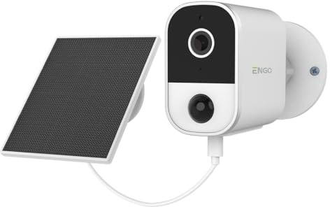 ENGO ECAM-Solar Wi-Fi Smart Camera – 4MP Outdoor CCTV with Solar Panel, Motion Detection, 2-Way Audio, 5200mAh Battery, IP65 Weatherproof, SD Card Support