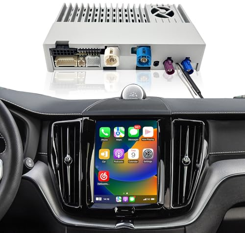 CarPlay Adapter für Volvo XC60 Android Auto CarPlay Android System 3 in 1 Telefon App Vollbild-Spiegel auf 9 Zoll Touchscreen Navigation Google Map Netflix Spotify Musik YouTube Fahrzeugkameras (128