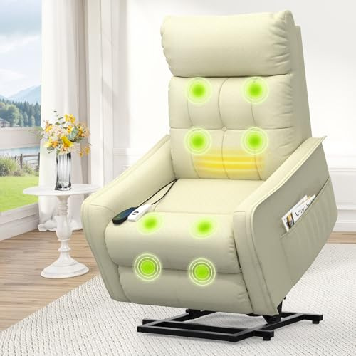 Srfzluxy Fernsehsessel Relaxsessel mit Aufstehhilfe, Elektrisch Massagesessel mit Liege-Funktion Massage & Heizung, TV-Sessel, Ruhesessel, Polstersessel, Wohnzimmer-Sessel mit 2 Fernbedienungen