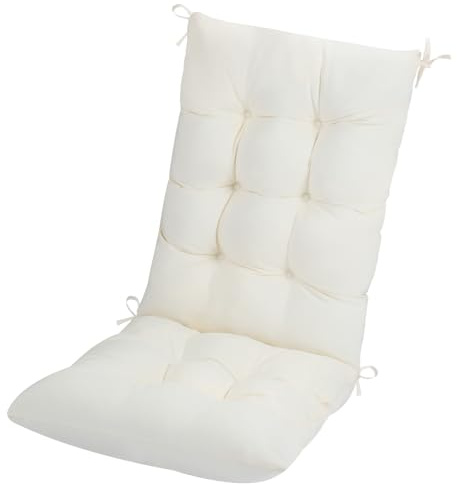 PRIMEPATIO RIMEPATIO Outdoor-Sitzkissen mit hoher Rückenlehne, 120 x 45 cm, 8 cm dick, getuftet, wasserdicht, Rattan-Sitzpolster mit Bändern, für Garten und Terrasse, Esszimmerstühle, Liegestühle