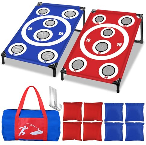 NZQXJXZ Portable Cornhole Board Set with 8 Bean Bags and Carrying Bag - 3x2 Ft Corn Hole Toss Game for Indoor and Outdoor Parties, Ideal for Family, Adults, Beach, Yard and Camping
