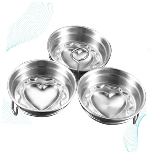 IWOWHERO Herzförmiges Eierform 3 Stück aus Edelstahl, Silber | Ei, Pudding, Gelee, Saft, Eiscreme und Blütentee, Leicht zu Reinigen, Spülmaschinengeeignet