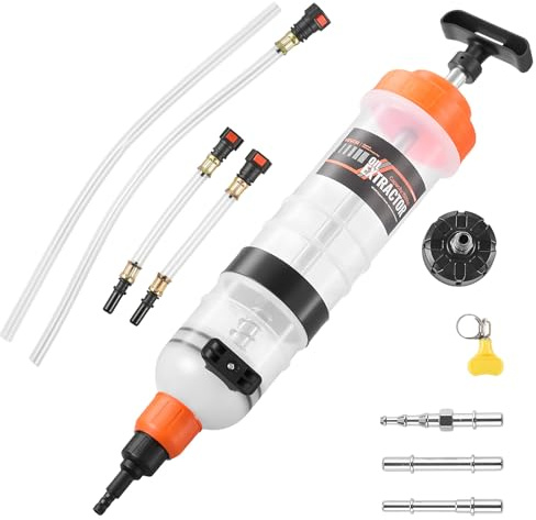 VEVOR Estrattori di Liquidi per Veicoli da 1,5 L, Pompa di Aspirazione Manuale per Fluidi per Autoveicoli, Siringa per Olio con Tubo Lungo e Tubi di Prolunga, Pompa di Aspirazione per Tosaerba, Auto