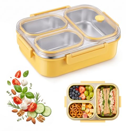 INNAL Fiambrera Compartimentos 800ml Acero Inoxidable Bento Lunch Box | Hermetica Fiambrera Caja de Almuerzo para Adultos y Niños